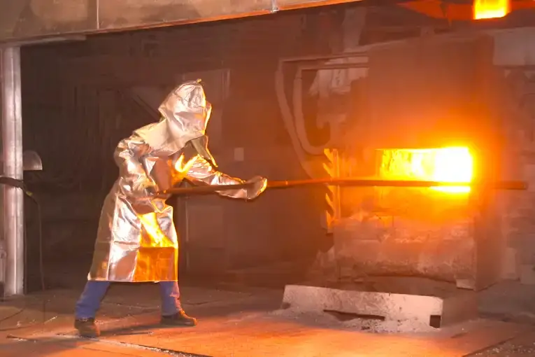 EN 407 molten metal splash showing welding sparks hitting protective glove