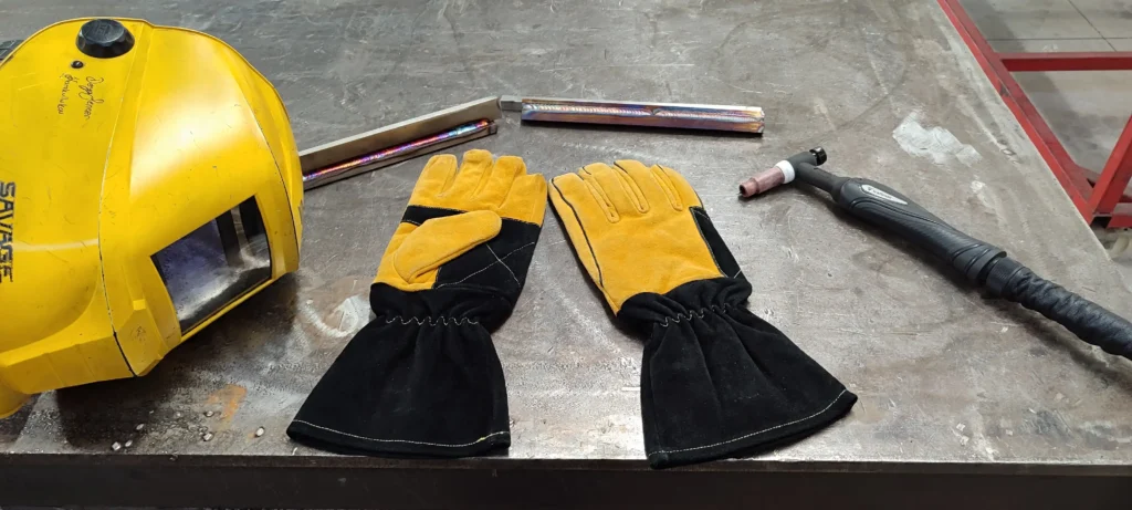 ARASWELD TIG welding gloves premium leather for flexible precision control close up